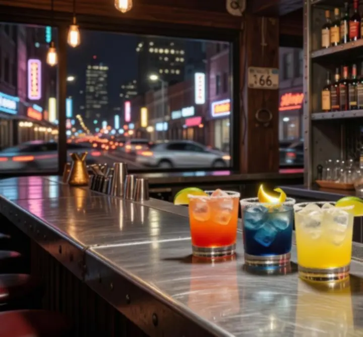 Industrialny bar w stylu stacji serwisowej z autorskimi koktajlami w Drive Core Garage
