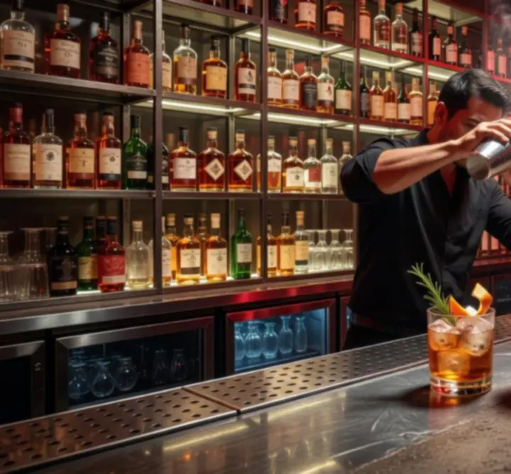 Neonowy bar z autorskimi koktajlami w industrialnym wnętrzu
