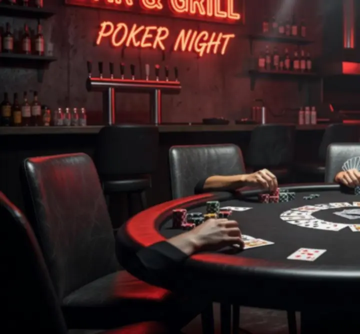 Pokerowy stół w klimacie nocnego garażu w Drive Core Garage